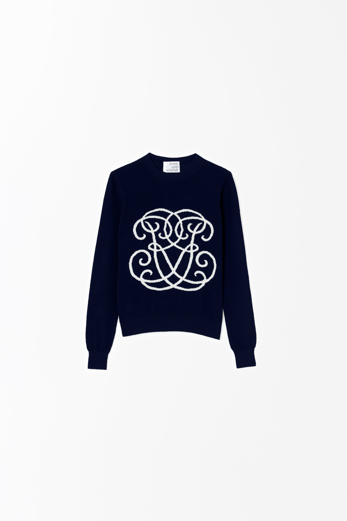 BUAKEA - Navy blue monogram sweater in merino wool