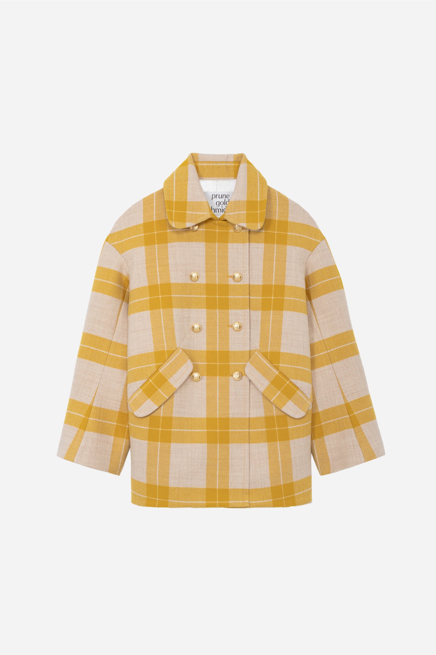 BORALIE - Honey checked pea coat in wool