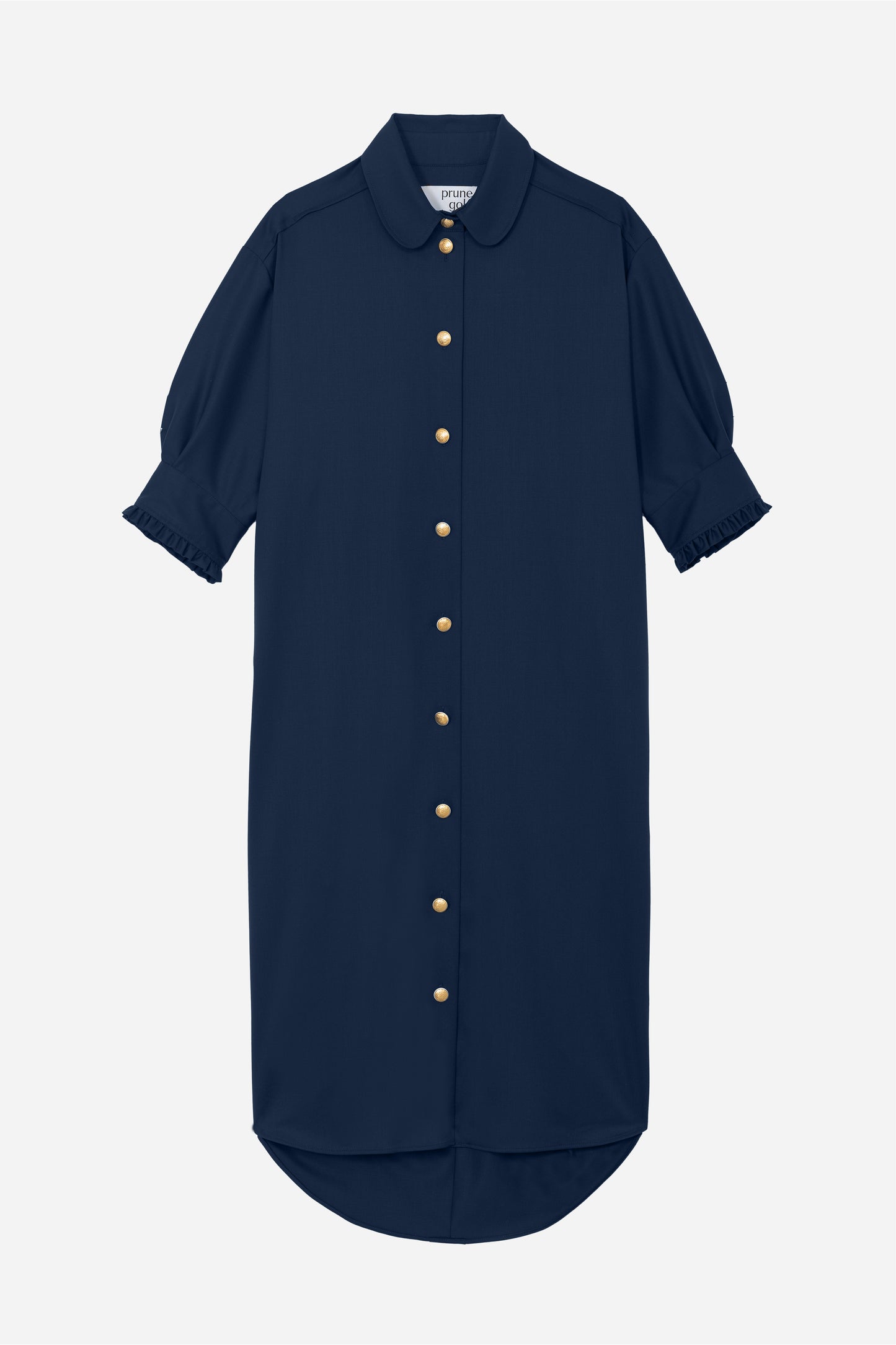 DUDY - Oversized navy blue shirt dress in wool