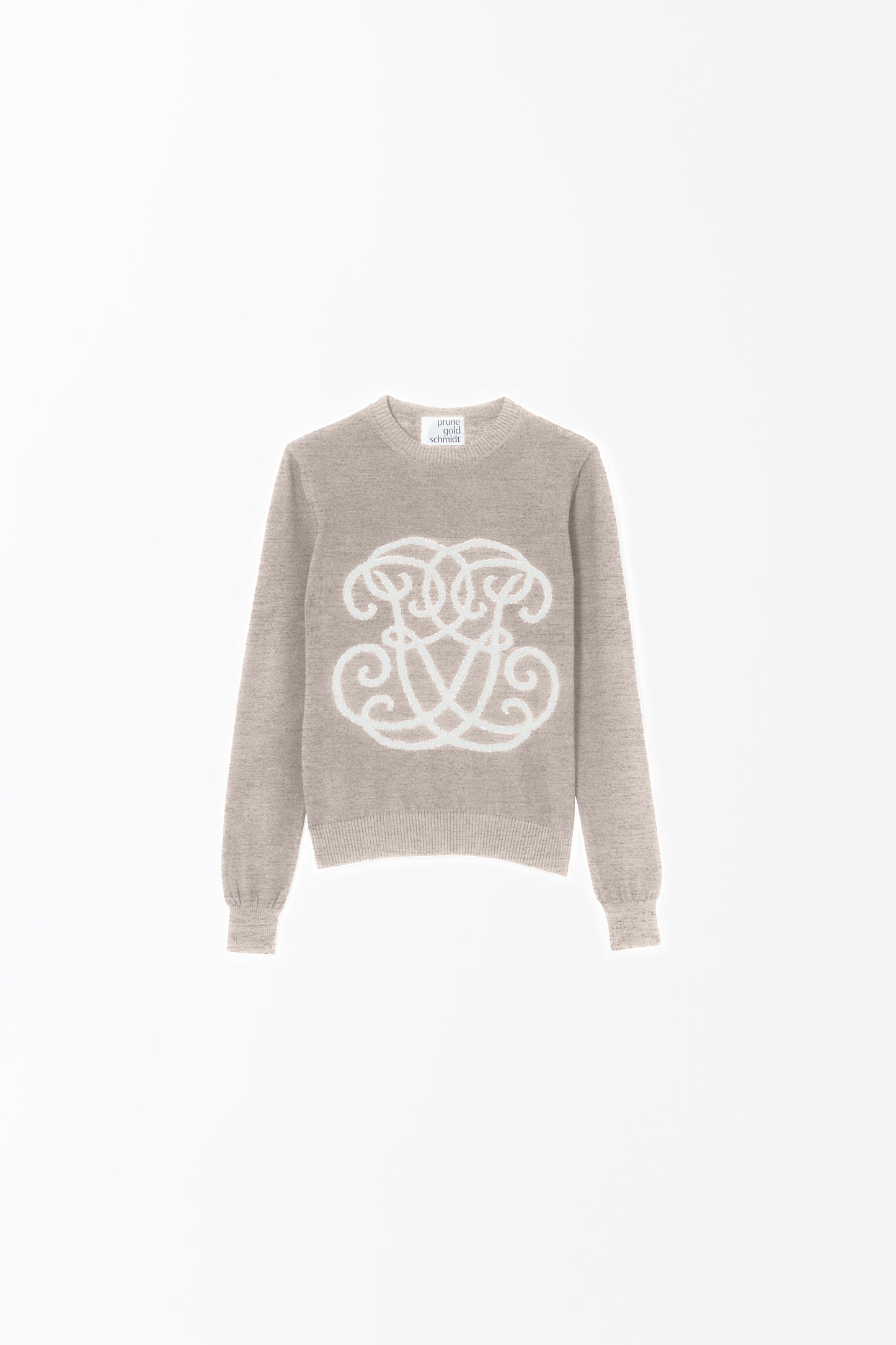 BUAKEA - Beige monogram sweater in merino wool